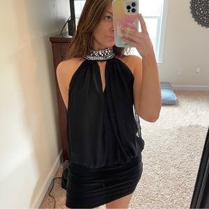 NWT Bisou Bisou Halter Neck Embellished Mini Dress